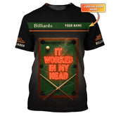 Maxcorners It Worked In My Head Billiards Shirts, Funny Billiard Polos, Personalized Name Pool Player Shirt LM0509