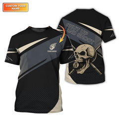 Maxcorners Custom Billiard Shirt, Funny Billiard Shirts For Pool Lovers, Skull 8 Ball Billiards Jersey, Shut Up And Shoot LM0509