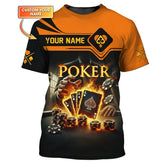 Maxcorners Custom Name Poker Four Of A Kind Aces On Fire T-Shirt, Aces and Poker Chips DesignLM1009