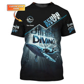 Maxcorners Custom Scuba Diver With Whale 3D T-Shirt Personalized Name Gift For Diver Lovers LM2111
