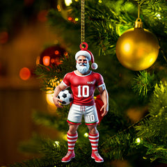 Maxcorners Santa Soccer Player Ornament, Personalized Ornament 2D Flat LM2211