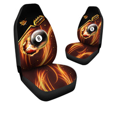 Maxcorners 8 Ball Billiard Fire Personalized Name Car Seat Covers Universal Fit (2Pcs)