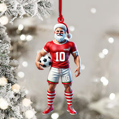 Maxcorners Santa Soccer Player Ornament, Personalized Ornament 2D Flat LM2211