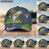 Maxcorners Personalized The Best Fishing Jean Pattern 3D Cap ( Large Mouth Bass, Walleye, Stripped Bass, Trout Fish, Catfish, Crappie, Salmon, Pike )