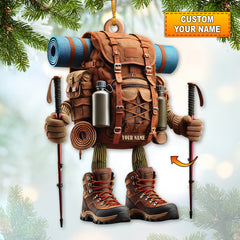 Maxcorners Custom Name Hiking Ornament, Hiking Lover Christmas Decoration 2D Flat LM2111