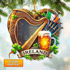 Maxcorners Custom Name Ireland Ornament, Christmas Gift for Ireland Lover 2D Flat LM2211