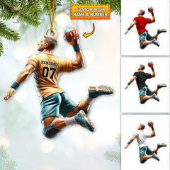 Maxcorners Custom Name and Number Handball Ornament, Christmas Gift for Handball Lover 2D Flat LM2211