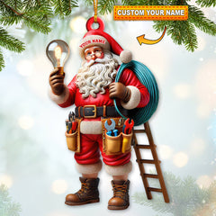Maxcorners Custom Name Electrician Santa Ornament, Santa Christmas Gift 2D Flat LM2111
