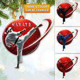 Maxcorners Custom Name Karate Ornament, Christmas Gift for Karate Lover 2D Flat LM2111