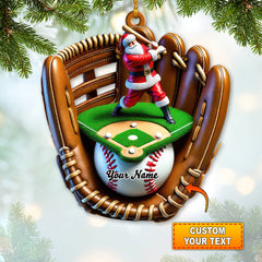 Maxcorners Custom Name Baseball Santa Ornament, Baseball Lover Christmas Gift 2D Flat LM2111