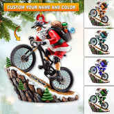Maxcorners Custom Name Mountain Bike Ornament, Santa Mountain Bike Christmas Gift 2D Flat LM2111