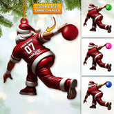 Maxcorners Custom Name Bowling Santa Ornament, Bowling Lover Christmas Gifts 2D Flat LM2211