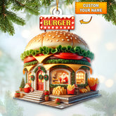 Maxcorners Custom Name Burger Ornament, Burger Lover Christmas Gift 2D Flat LM2111