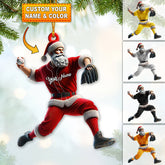 Maxcorners Custom Name Baseball Santa Ornament, Baseball Lover Christmas Gift 2D Flat LM2211