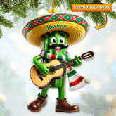 Maxcorners Custom Name Mexican Ornament, Mexico Ornament, Christmas Gift for Mexico Lover 2D Flat LM2111