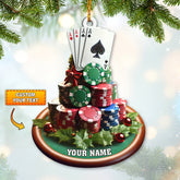 Maxcorners Custom Name Poker Ornament, Poker Christmas Gift 2D Flat LM2211