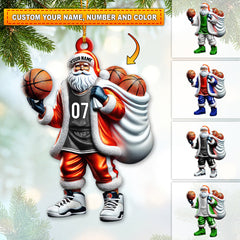 Maxcorners Custom Name Basketball Santa Ornament, Basketball Lover Christmas Gift 2D Flat LM2111