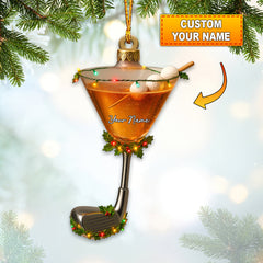 Maxcorners Personalized Golf Martini Ornament – Custom Name Golfer Christmas Ornament, Funny Golf and Beer Xmas Gift for Men, Unique Golf Ornament and Golf Decor MT1611