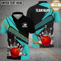 Maxcorners Ball Pattern Bowling Jersey Multicolor Option Customized Name, Team Name 3D Polo Shirt