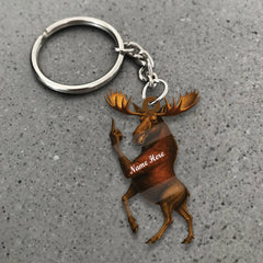 Maxcorners Personalized Funny Moose Acrylic Christmas Ornament And Keychain- Custom Decoration Holiday Gift for Hunters 2D Flat