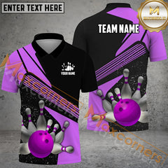 Maxcorners Ball Pattern Bowling Jersey Multicolor Option Customized Name, Team Name 3D Polo Shirt