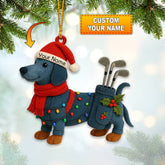 Maxcorners Personalized Dachshund Golf Ornament – Custom Name Golfer Christmas Ornament, Funny Golf Decor Gift for Men, Dachshund Christmas Decorations for Tree MT1611