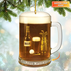 Maxcorners Golf And Beer Ornament, Golf Ornament Christmas Gift For Beer Lover, Golf Decor For Golfer