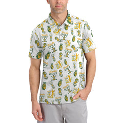 Maxcorners Golf Shirt For Men's, Tequila Golf Pattern Polos, Drink & Golf Shirts, Funny Men Golf Gift