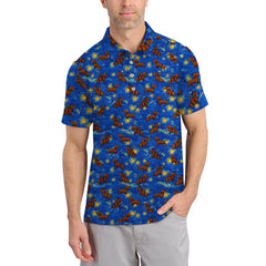 Maxcorners Pattern Golf Shirt For Golfer, Dachshund Golf Shirt, Starry Night Dachshund Golf Shirt For Men
