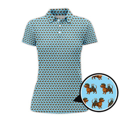 Maxcorners Funny Pattern Golf Shirt For Men, Dachshung Golf Shirt, Crazy Golf Shirt For Golfer, Dog Golf Shirt