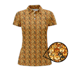 Maxcorners Corgi Pattern Golf Shirt, Funny Dog Golf Shirt, Corgi Golf Shirt For Golfer, Crazy Golf Shirt For Men