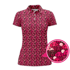 Maxcorners Dachshund Dog Pattern Golf Shirt With Pink Color , Funny Dachshund Golf Shirt For Golfers, Golf Gift For Dog Lover