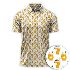 Maxcorners Funny Golf Beer Number 67 Polos For Men, Golf Pattern Shirt, Crazy Golf Shirt For Golfer