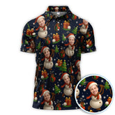 Maxcorners Personalized Face Christmas Polos, Custom Photo Snowman Golf Shirt, Funny Xmas Gift For Golfer