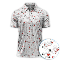 Maxcorners Funny Dachshund Polos For Golfer, Cupid Dog Pattern Golf Shirt, Golf Gift For Golfer