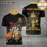 Maxcorners Darts Shirt Skull Beer Cheers Aim for Fun Multicolor Options Personalized Name, Team Name Unisex 3D Shirt (4 Colors)