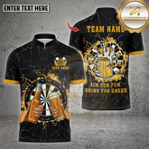 Maxcorners Darts Shirt Beer Cheers Aim for Fun Drink for Cheer Multicolor Options Personalized Name, Team Name Unisex 3D Shirt (4 Colors)