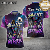 Maxcorners Bowling Shirt Snake Silent Strike Neon Glow Multicolor Options Personalized Name, Team Name Unisex 3D Shirt (4 Colors)