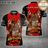 Maxcorners Bowling Shirt Strong Tiger Fighter Style Multicolor Options Personalized Name, Team Name Unisex 3D Shirt (4 Colors)
