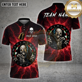 Maxcorners Darts Shirt Lightning Evil Skull Board Multicolor Options Personalized Name, Team Name Unisex 3D Shirt (4 Colors)