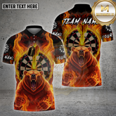 Maxcorners Darts Shirt Flaming Bear Multicolor Options Personalized Name, Team Name Unisex 3D Shirt (4 Colors)