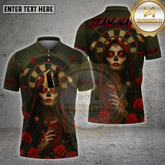 Maxcorners Darts Shirt Lady Skull Red Roses Multicolor Options Personalized Name, Team Name 3D Shirt (4 Colors)
