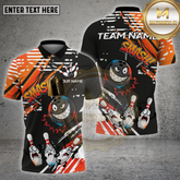 Maxcorners Bowling Shirt Comic Smash Chaos Style Multicolor Options Personalized Name, Team Name 3D Shirt (4 Colors)