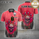 Maxcorners Bowling Shirt Skull Pin Chain Multicolor Options Personalized Name, Team Name 3D Shirt (4 Colors)