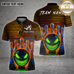 Maxcorners Bowling Shirt Neon Graffiti Evil Ball Multioptions Personalized Name, Team Name Unisex 3D Shirt (4 Colors)