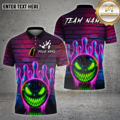 Maxcorners Bowling Shirt Neon Graffiti Evil Ball Multioptions Personalized Name, Team Name Unisex 3D Shirt (4 Colors)