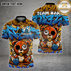 Maxcorners Bowling Shirt Graffiti Crazy Bear Multioptions Personalized Name, Team Name Unisex 3D Shirt (4 Colors)