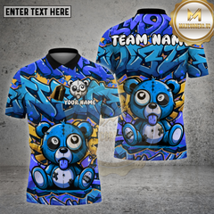 Maxcorners Billiards Shirt Graffiti 8-Ball Bear Multioptions Personalized Name, Team Name Unisex 3D Shirt (4 Colors)