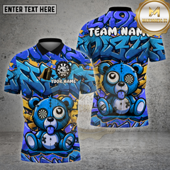 Maxcorners Darts Shirt Graffiti Dartboard Bear Multioptions Personalized Name, Team Name Unisex 3D Shirt (4 Colors)
