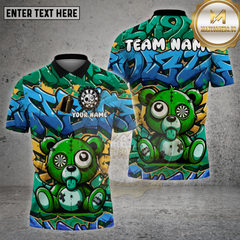 Maxcorners Darts Shirt Graffiti Dartboard Bear Multioptions Personalized Name, Team Name Unisex 3D Shirt (4 Colors)